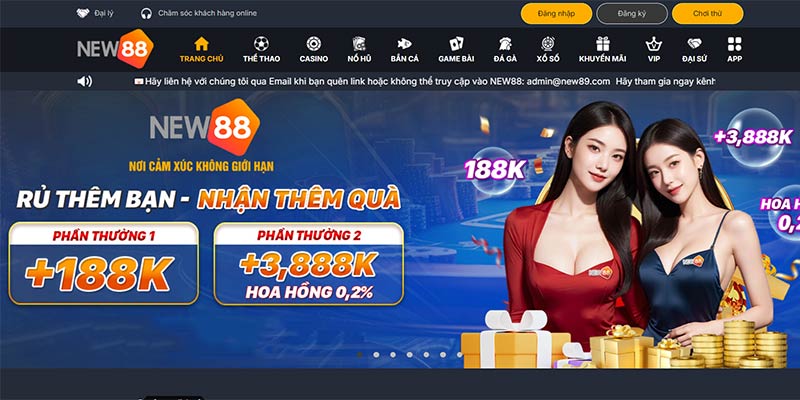 Giao diện nhà cái NEW88